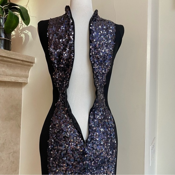 French Connection Sequins Sleeveless Bodycon Mini Dress Women Size6 Stretch - Picture 8 of 17
